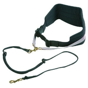 FLAMINGO Cinturón con correa elástica para perro Canicross negro D