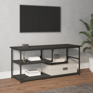 Mueble de TV madera contrachapada y acero negro 103x38x46.5 cm D