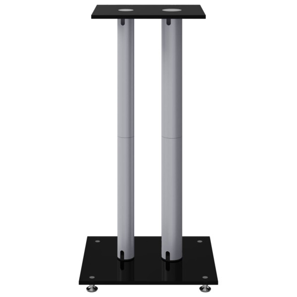 Soportes altavoces 2 ud vidrio templado negro y plata 3 pilares M 5