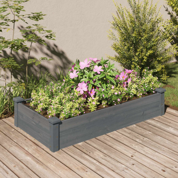 Jardinera arriate forro madera maciza abeto gris 120x60x25 cm D