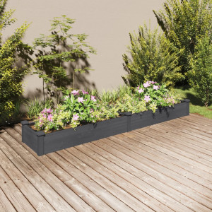 Jardinera arriate con forro madera abeto gris 240x45x25 cm D