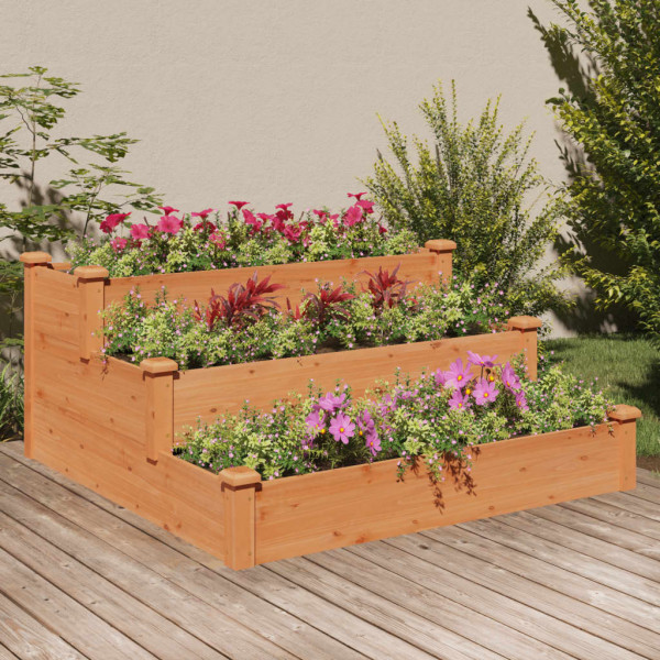 Jardinera arriate madera maciza de abeto marrón 120x120x56 cm D