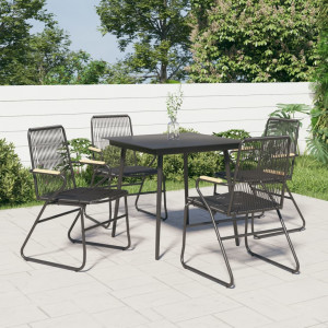 Sillas de jardín 4 unidades ratán PVC negro 58x59x85.5 cm D