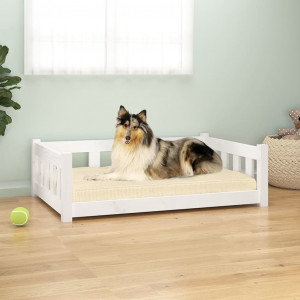 Cama para cães madeira maciça de pinho branco 95.5x65.5x28 cm D