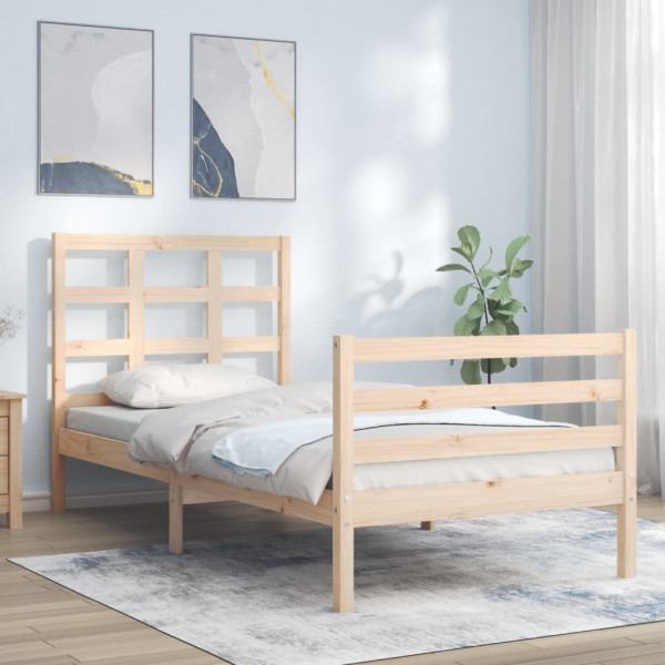 Estrutura de cama com cabeçalho de madeira maciça 100x200 cm D