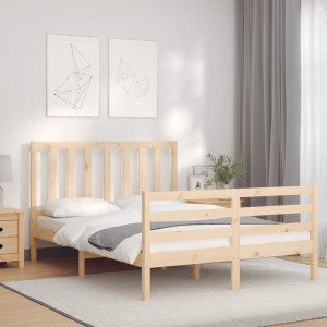 Estructura de cama de matrimonio con cabecero madera maciza D