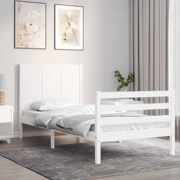 Estructura de cama madera maciza blanca 90x200 cm