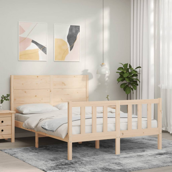 Estrutura de cama com cabeceira em madeira maciça 120x200 cm D