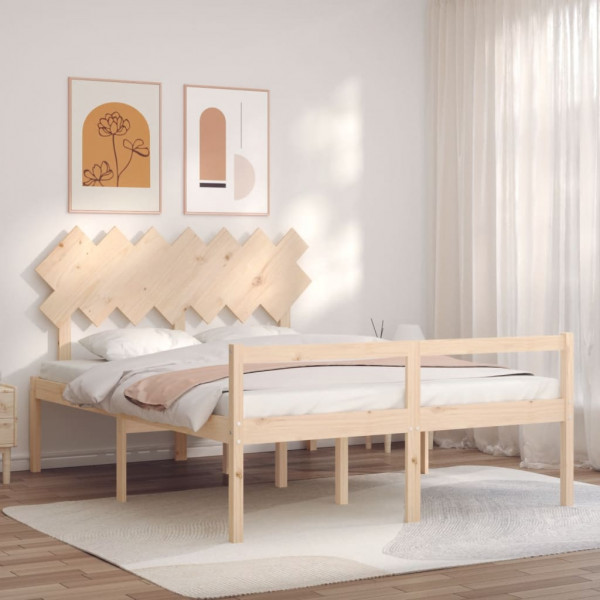 Estructura de cama madera maciza 140x190 cm