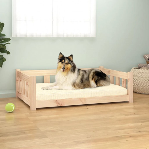 Cama para perros madera maciza de pino 95.5x65.5x28 cm D