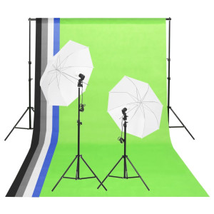 Kit de iluminação de estúdio fotográfico com fundo e guarda-chuva D