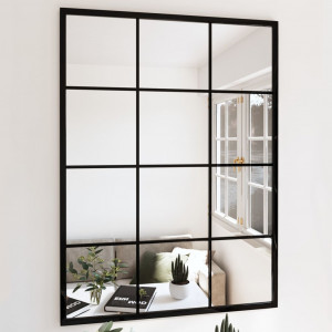 Espejo de pared metal negro 80x60 cm D