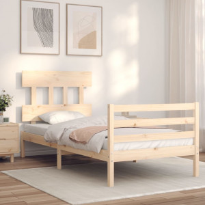 Estructura de cama con cabecero madera maciza D