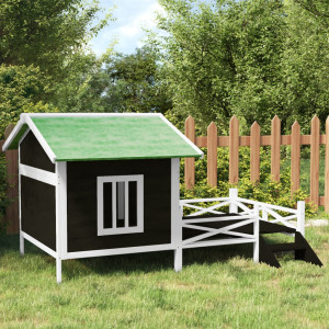 Casa para cães madeira maciça de pinho cinza 159x120x88.5 cm D