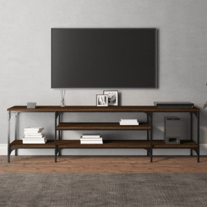 Mueble TV hierro madera contrachapada roble marrón 161x35x45 cm D