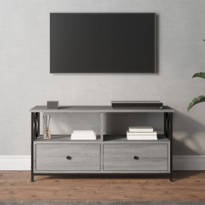 Mueble TV hierro y madera contrachapada gris Sonoma 90x33x45 cm D