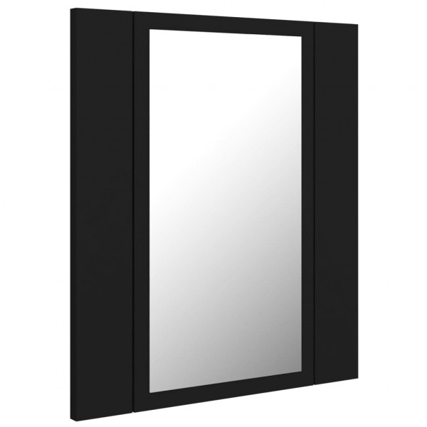 Armario espejo de baño con luz LED acrílico negro 40x12x45 cm D