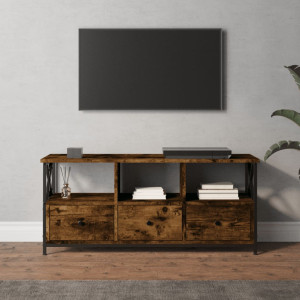 Mueble TV hierro madera contrachapada roble ahumado 102x33x45cm D