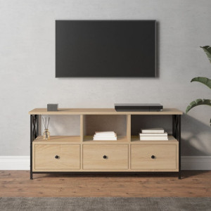 Mueble TV hierro madera contrachapada roble Sonoma 102x33x45 cm D