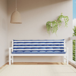 Almofadas para banco de jardim 2 peças tecido listrado azul branco 200x50x7 cm D