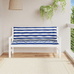 Cojines banco jardín 2 uds tela a rayas azul blanco 150x50x7 cm D