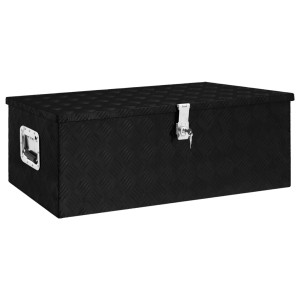 Caixa de armazenamento de alumínio preto 90x47x33,5 cm D