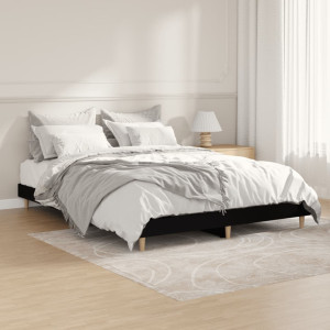 Estructura de cama madera contrachapada negra 135x190 cm