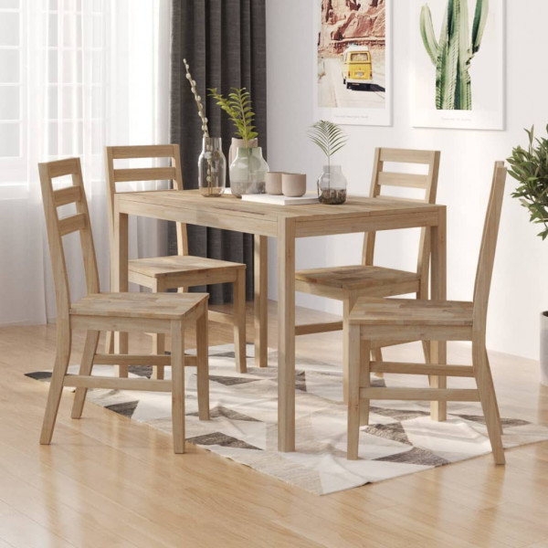 Juego de comedor 5 piezas madera maciza de acacia D