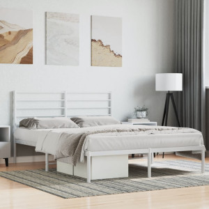 Estructura de cama de metal con cabecero blanca 150x200 cm D