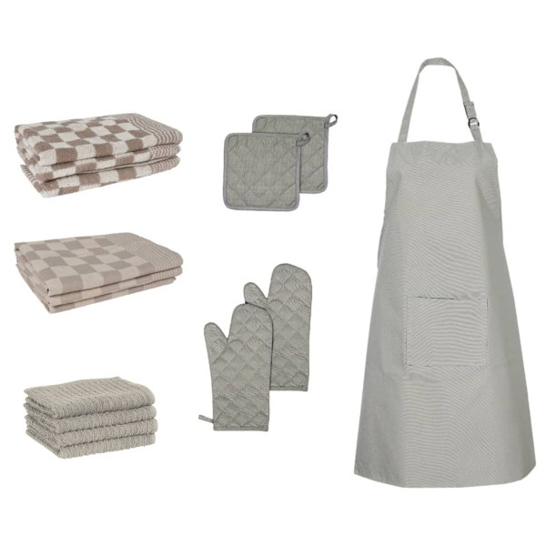 Conjunto de luvas de cozinha e pegadores de panela de algodão cinza com 15 peças D