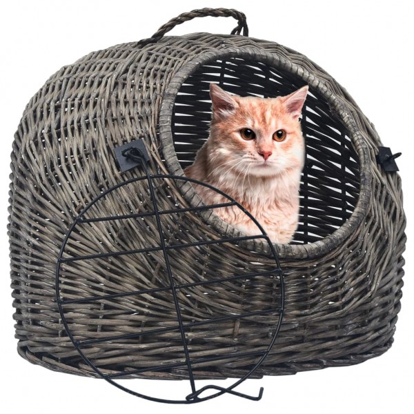 Transportador para gatos salgueiro natural cinza 60x45x45 cm D