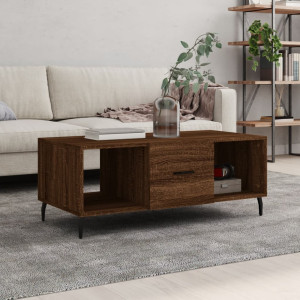 Mesa de centro madera contrachapada roble marrón 102x50x40 cm D