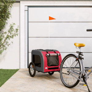 Trailer de bicicleta para cães em tecido Oxford de ferro vermelho cinza D