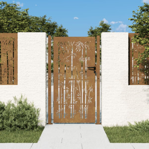 Portão de jardim em aço corten design de bambu 105x205 cm D