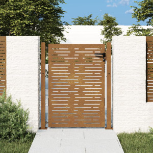 Puerta de jardín acero corten diseño cuadrado 105x155 cm D