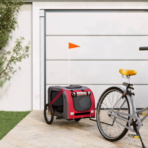 Trailer de bicicleta para cães em tecido Oxford de ferro vermelho cinza D