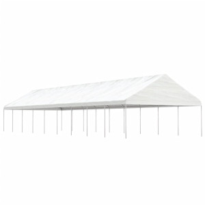 Cenador con techo polietileno blanco 20.07x5.88x3.75 m D