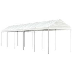 Cenador con techo polietileno blanco 11.15x2.28x2.69 m D