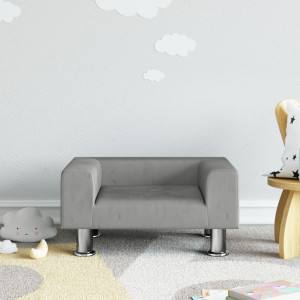 Sofá para niños de terciopelo gris claro 50x40x26.5 cm D