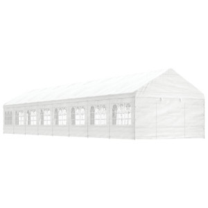 Cenador con techo polietileno blanco 17.84x4.08x3.22 m D