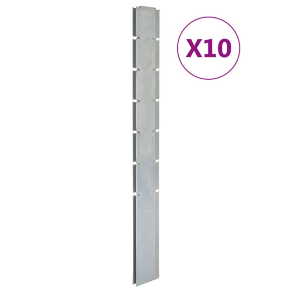 Cerca de jardim postes 10 pcs galvanizado aço prata 180 cm D