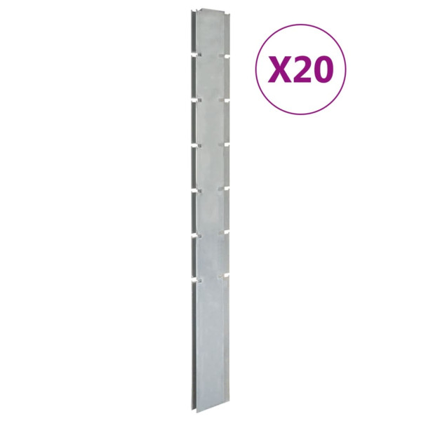 Postes de valla de jardín 20 uds acero galvanizado plata 180 cm D