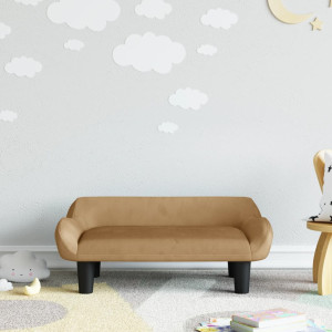 Sofá para niños de terciopelo marrón 70x40x24 cm D