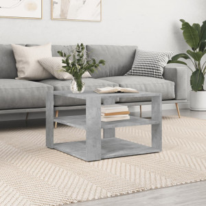 Mesa de centro madera ingeniería gris hormigón 59.5x59.5x40 cm D