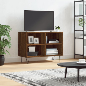 Mueble de TV madera de ingeniería marrón roble 69.5x30x50 cm D