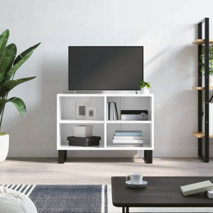 Mueble de TV madera de ingeniería blanco brillo 69.5x30x50 cm D