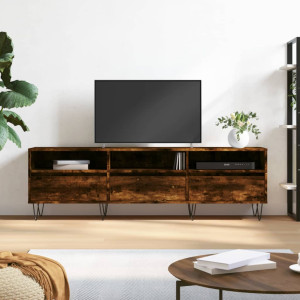 Mueble de TV madera contrachapada roble ahumado 150x30x44.5 cm D
