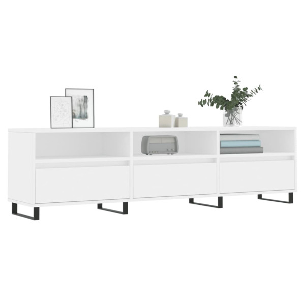 Mueble de TV madera contrachapada blanco 150x30x44.5 cm D