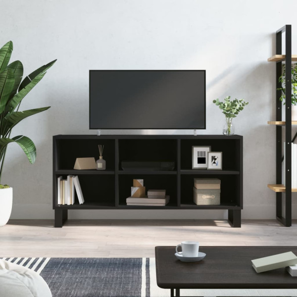 Armário de TV de madeira preta 103,5x30x50 cm D