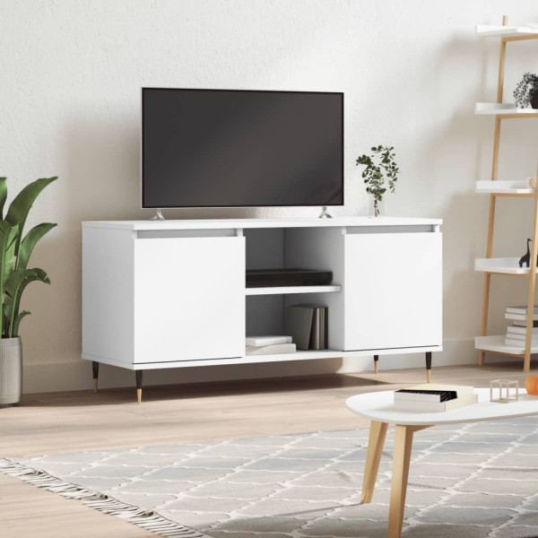 Móveis de televisão de madeira branca 104x35x50 cm D